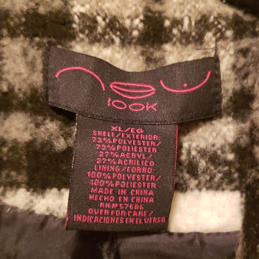 Checker Black & White Pea Coat - Picture 4 of 4